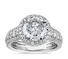 Blue Nile Studio Graduated Triple Pavé Rollover Diamond Halo Engagement Ring in Platinum (1 ct.tw)